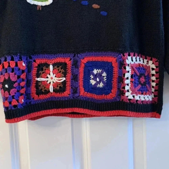 VTG BELLEPOINTE SWEATER Granny Square Crochet GIRLS SZ M /10 Gingerbread NOS - Picture 3 of 9